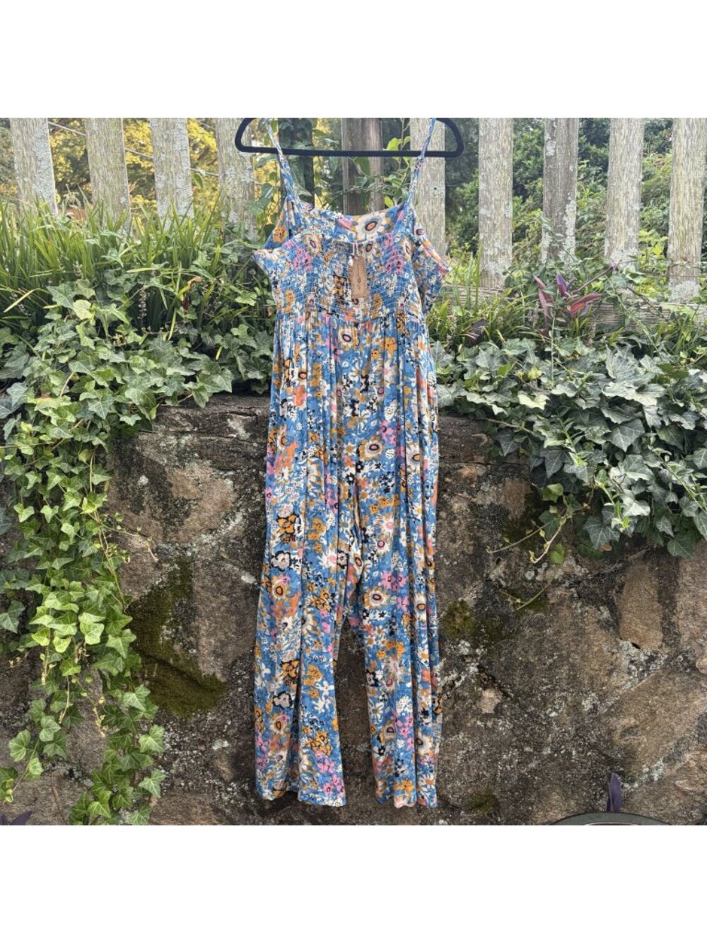 Natural Life Bailey Jumpsuit Floral XL Blue Pink Wide Leg Bohemian Pockets NEW - Picture 8 of 16